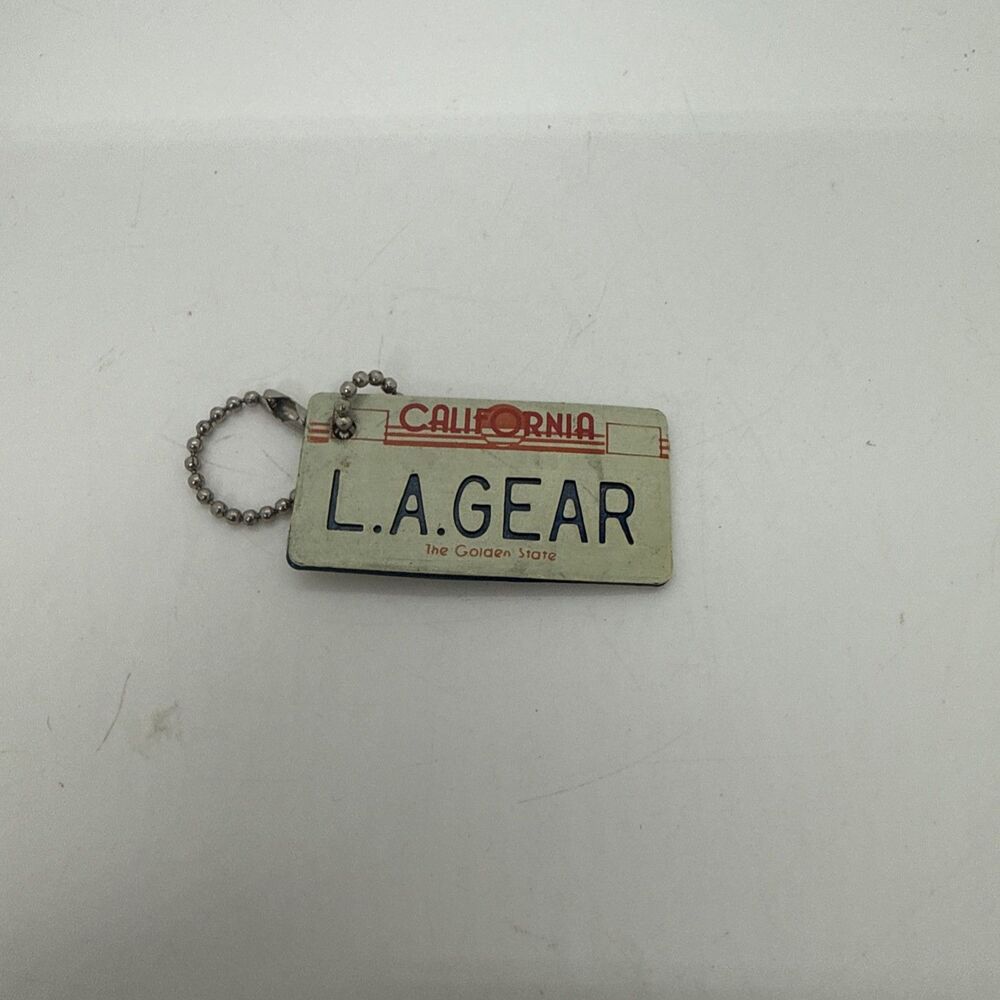 Vintage L.A. Gear California License Plate Key Chain Retro Shoe Tag 90s